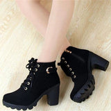 Autumn Women Boots Ladies Thick Fur Ankle Boots Plus Size Women Pumps Women High Heel Platform Rubber Shoes Snow