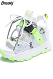 Sandals 8.5CM Wedge Heels Sneakers New Women Beach Flip Flop High Platform Casual Sandals Breathable Walking