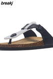 New Beach Cork Flip Flops Slippers 2023 Casual Summer Women Mixed Color Print Unisex Slip on Slides