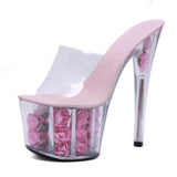 Breakj 2023 Summer New Model Shoes Super High Heels 17CM Thin Heel Waterproof Table Sandal Female Transparent