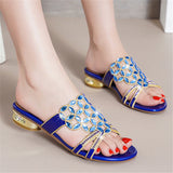 Women's sandals fashion new slippers women's sandals leather slippers thick heel diamond large size sandals