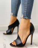 Ladies Summer Sandals Fashion Solid Color Serpentine Casual Open Toe Super High Heel Fish Head Snake