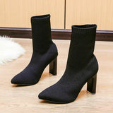 Breakj Martin Boots Women 2025 New Autumn And Winter Tips And Flying Weave High-Hees Thin Skinny