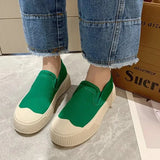Soled Canvas Loafer Shoes for Women's Design Sense Board Shoes Biscuit Shoes Color Matching Slip on Flats Casual