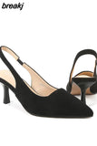 6CM Large Size 44-45 Women Shoes Baotou Sandals Pumps New Summer Pointed Suede High-heeled Thin Heel Bridal Wedding