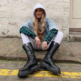 2023 New Fashion Chunky Platform Boots Women Autumn Winter PU Leather Knee High Boots Woman Punk Thick Bottom Long