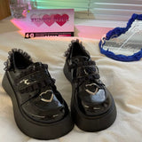 2022 platform shoes cute heart Lolita shoes thick heels Mary Jane shoes college girls Japanese JK uniform shoes women's