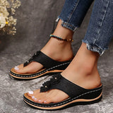 New Summer Flower Women's Sandals Car Line Non-slip Beach Shoes Large Size Flip Flops Wedges Comfortable Sandals Women