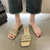 Size One Font Flat National Wind Preparation Square Head Beach Slippers Sandals Shoes Zapatos De Mujer Women