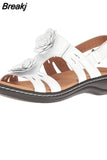 Summer Women Sandals New Hollow Out Wedge Flowers Casual Sandalias Retro Platform Ladies Comfortable Plus Size