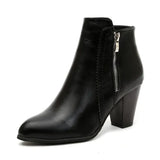 Boots Women's Fashion Coarse Heel Short Boots 43 Large Women's Shoe Size Side Zipper High Heel Boots Women Platform