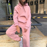 Casual Winter Women Tracksuit Sweatshirt Set Sport Pullovers Oversized Hoodies Shirt Tops And Pants Two Piece Set