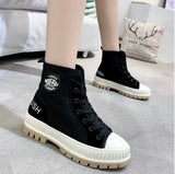New Canvas Boots Women Autumn Winter British Style Fashion Thick Bottom Short Boots Women Casual