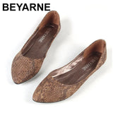 European and American style Snake Texture Plus size Pointed toe Women Single Casual Flats Dancing