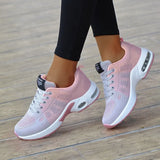 Women 2022 Multicolor Mesh Lightweight Outdoor Shoes Ladies Flat Lace-up Round Toe Sneakers For Women Walking