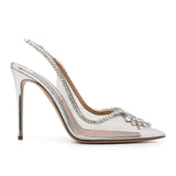 2022 Modern Sandals Party Blingbling Back Strap Pointed Toe Sexy Sandals Fashion Thin Heels 8.5cm High