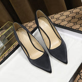 6CM 8CM Fashion New Thin High Heels Shiny Satin Pointed Toe Shallow Mouth Plus Size Wedding Shoes for