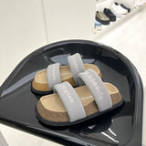 Open Toe Slippers Runway Beach Shoes For Women Slip On Flats Leisure Outwear White Platform Sandals Woman