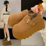 Breakj Women's New Vintage Vintage Retat One-Legged Lefu Shoes Round Headed Cotton Shoes In The Autumn And Winter