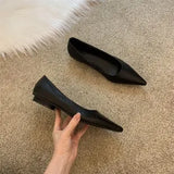 Single Shoes Women's Autumn Princess Shoes Tip Shallow Mouth Really Soft Leather Low Heel Grandma Shoes Professional Flat Soles Show Thin Ladle