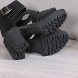 Breakj Heel Thick Heel Roman Sandals Female 2023 Summer New Platform Fashion Versatile Fish Mouth Hollow Sandals Plus