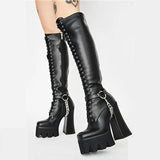 women's autumn and winter new fashion metal decorative high heel boots warm short fluffy thick-soled round toe