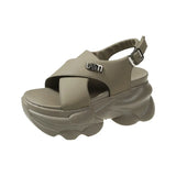 Breakj Dad Sandals Female 2023 Summer New Fashion Buckle Loose Platform Sandals Wear Roman Beach