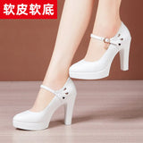 Cheongsam Catwalk Model High Heels Women's Thin Heels Thick Soles Waterproof Platform Size Soft Leather Comfortable Single