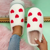 Winter Pink Smile Fur Slippers for Women 2023 Cute Cartoon Non-Slip Home Slides Woman Closed Toe Couple Cotton