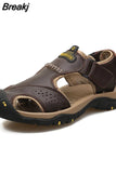 Men Summer Shoes Genuine Leather New Men Sandals Beach Fashion Slippers Outdoor Non-slip Casual Driving Shoes Big Size