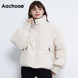 2021 Solid Color Fashion Winter Parka Women Long Sleeve Zipper Thick Warm Parkas Coat Casual Down Jacket With