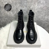 Ankle Boots for Women Shoes Leather Boots Fashion Platform Chunky Boots Booties Woman Lace Up Winter Fall