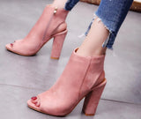 Woman Sandals Ladies Shoes Gladiator Casual Peep Toe Antiskid Bottom Zipper Med Thick Heels Wedding Sandalias Mujer