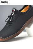Men's Leather Casual Shoes Soft Bottom Men's Handmade Stitching Hollow Sandals Breathable Outdoor Work Shoes for