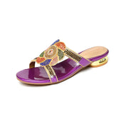 Diamond Sandals, Women's High-Heeled Slippers, Summer Rough Heels With Diamond-Encrusted Crystals, Fashionable Heels, Sandals And