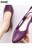 closed toe jelly sandals women pointed toe chunky med high heels flip flops slingback casual candy skidproof beach