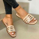 Summer Women 2023 Fashion Comfort Plus Size Slippers Women Sequined Flat Sandals Slippers Sandalias De