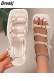 New Platform Sandals Ladies High Heels Summer Women's Shoes Wedge Sandals Open Toe Shallow Solid Color Buckle