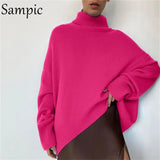 Green Women Y2K Knitted Tops 2021 Winter Long Sleeve Pullovers Knitwear Sweater Jumpers Casual Solid Turtleneck