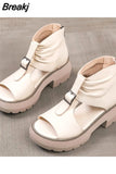 Women's Sandals Wedge Heels Leather Open Toe Summer Fashion Women's Gladiator Sandals Platform Shoes Women's