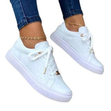 Gold Women's Vulcanized Shoes Solid Color Low Heel Flat Casual Shoes Lace Gold Buttons 2023 Versatile Lace Up