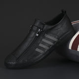 Breakj Men's Shoes 2025 Autumn Men's Casual Leather Shoes Fashion Flat Shoes One Foot Pedal