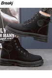 Men's Black 2023 AutumnWinter Anker Boots for Men Leather Motorcycle Botas Hombre Platform Casual Martens
