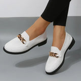 Fashion Flat Shoes Women Quality Metal Slip on Loafer Shoes Ladies Flats Mocassins Big Size 36-42 Zapatillas Mujer