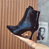 New High Heeled Ankle Boots Woman,Autumn/Winter Shoes,Fashion Short Botas,Side Zip,Pointed