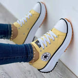 Breakj Women's Spring And Autumn Canvas Shoes Breathable High-Breed Casual Women's Shoes Thick Soles With High-Heeled