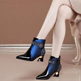 Women Casual Pointed Toe Mesh Breathable Comfort High Heel Shoes Lady Fashion Sweet Navy Blue Stylish Heel Shoes Zapatos