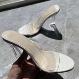 Women Pumps Sandals Jelly Slippers Sexy Open Square Toe High Heels Women Transparent Slippers Shoe Heel Clear