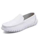 White Men Casual Shoes Soft Leather Comfortable Doctor Nurse Work Flats Business Loafers Men Designer