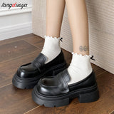 Loafers Woman 2024 British Style Thick Heels Oxfords Shoes Women Slip On College Gothic Shoes Mujer Vintage mary